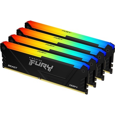 Kingston 64GB 3200MHz DDR-4 Fury Beast RGB (Kit! 4db 16GB) (KF432C16BB12AK4/64) memória