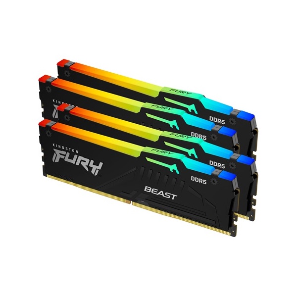 Kingston 64GB 5600MHz DDR-5 Fury Beast RGB (Kit! 4db 16GB) (KF556C40BBAK4-64) memória