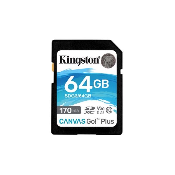 Kingston 64GB SD Canvas Go Plus (SDXC Class 10 UHS-I U3) (SDG3/64GB) memóriakártya