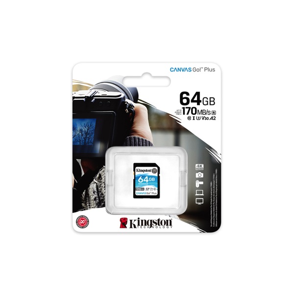Kingston 64GB SD Canvas Go Plus (SDXC Class 10 UHS-I U3) (SDG3/64GB) memóriakártya