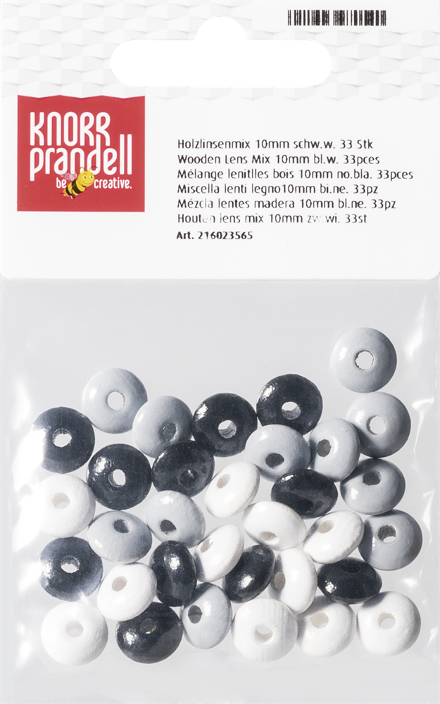 Knorr Prandell ovális 33 darabos fekete-fehér fa gyöngy csomag