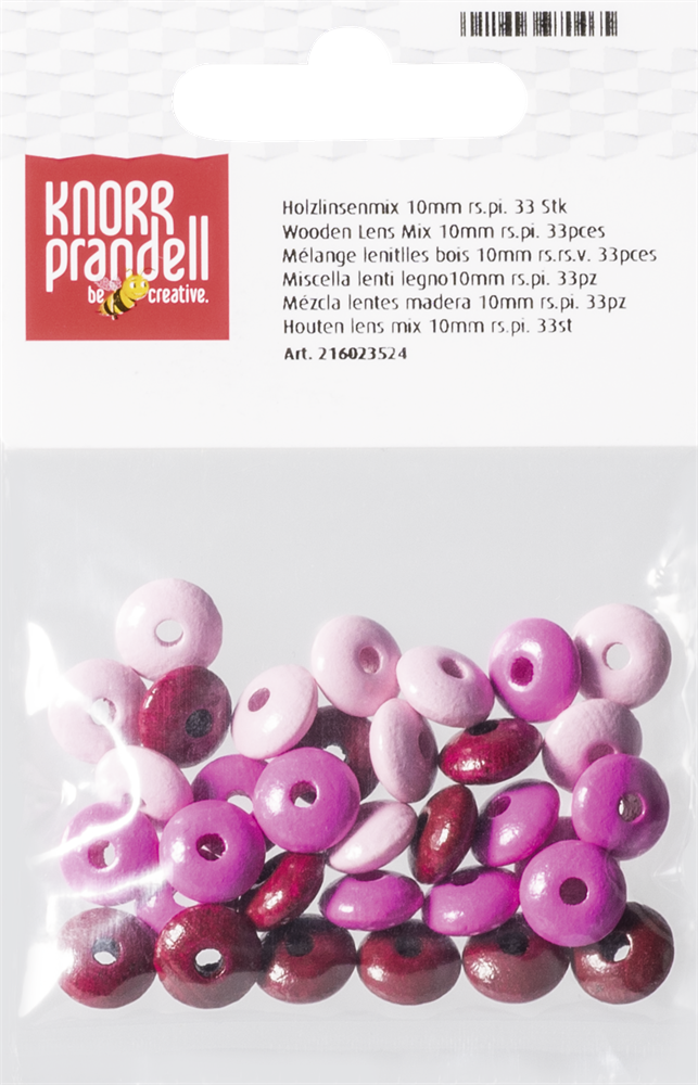 Knorr Prandell ovális 33 darabos pink fa gyöngy csomag