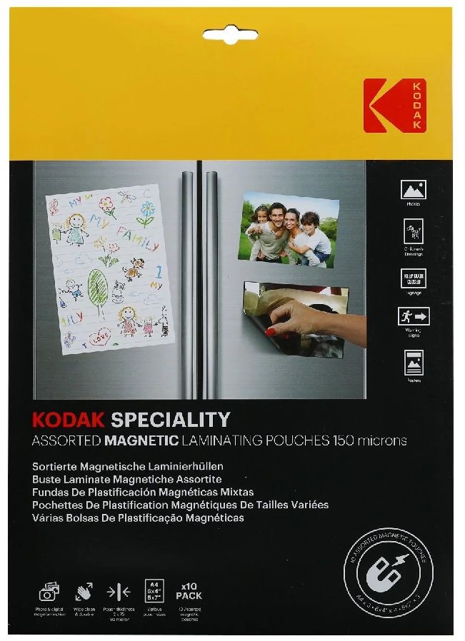 Kodak 150 micron, 10x15 cm 4 db, 13x18 cm 3 db, A4 3 db mágneses fényes lamináló fólia