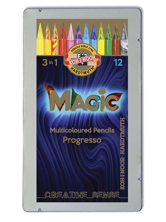 Koh-I-Noor 8772 Progresso Magic henger alakú 12db-os színes ceruza készlet