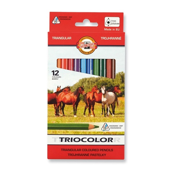 Koh-I-Noor Triocolor háromszögletű vastag 12 db-os vegyes színesceruza készlet