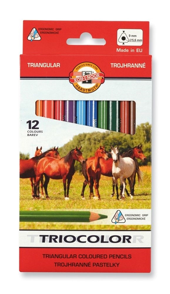 Koh-I-Noor Triocolor háromszögletű vastag 12 db-os vegyes színesceruza készlet