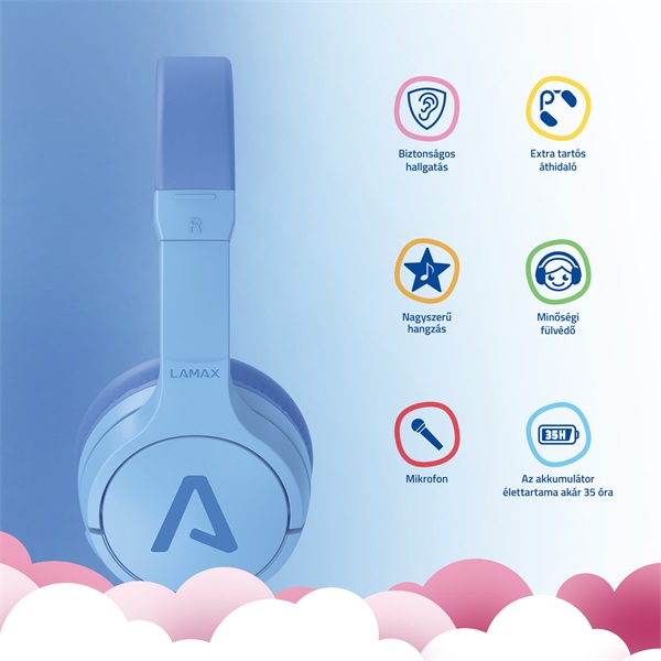 LAMAX BaseKid1 Bluetooth kék gyerek fejhallgató