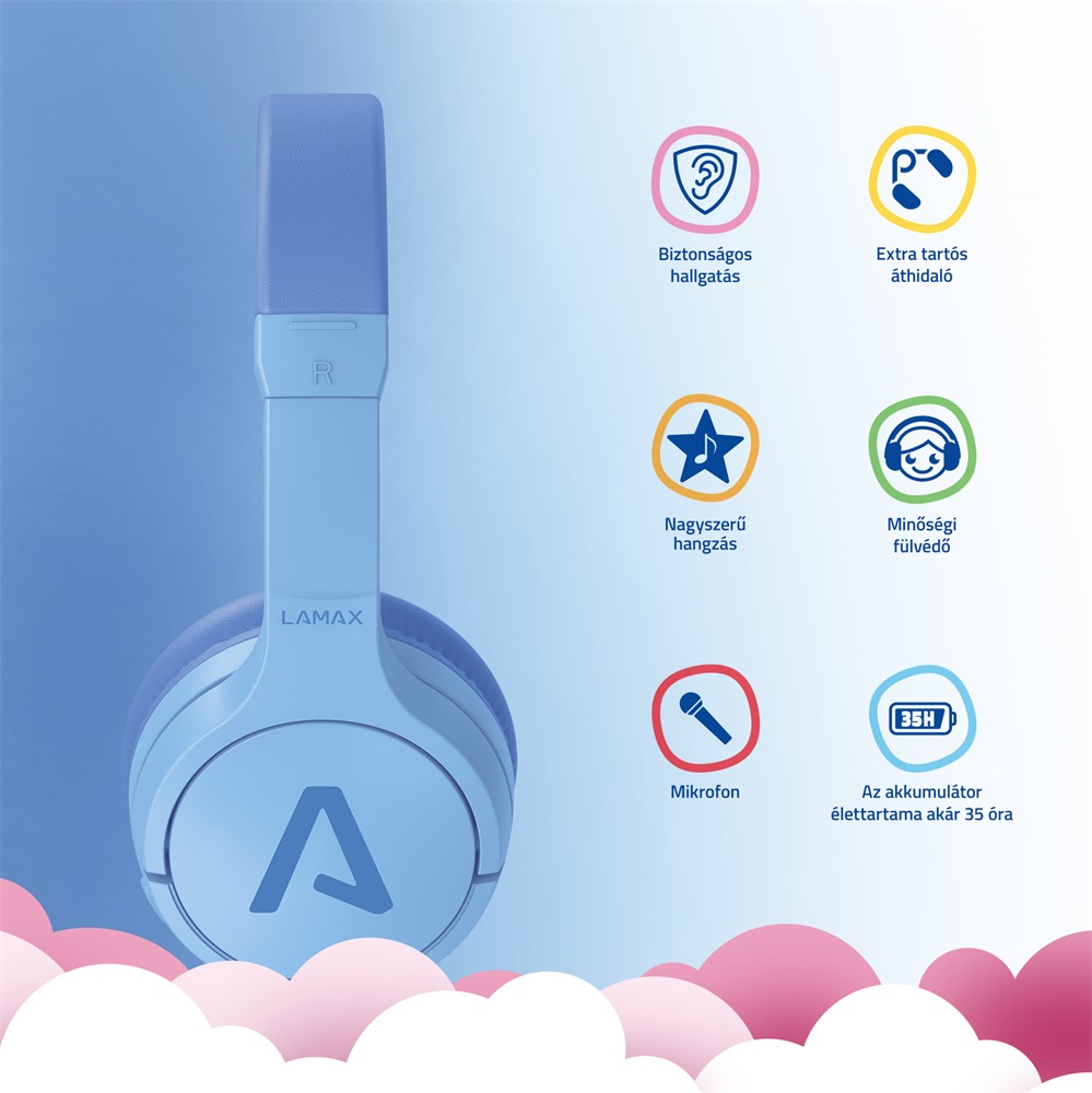 LAMAX BaseKid1 Bluetooth kék gyerek fejhallgató