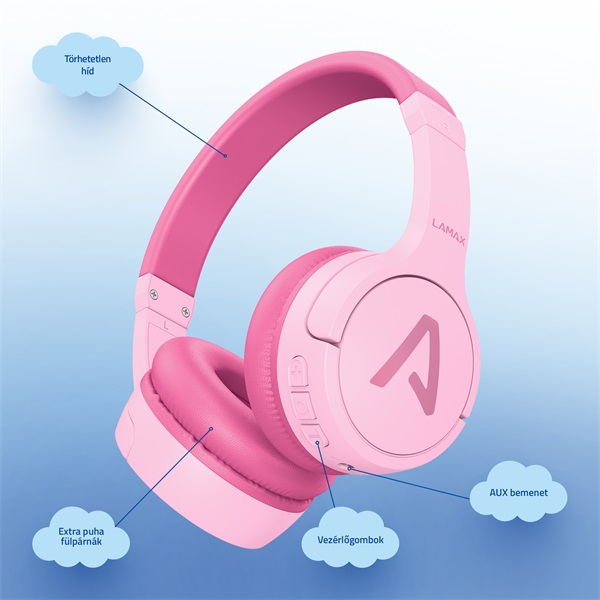 LAMAX BaseKid1 Bluetooth rózsaszín gyerek fejhallgató