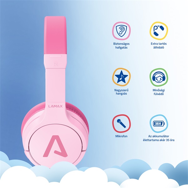 LAMAX BaseKid1 Bluetooth rózsaszín gyerek fejhallgató