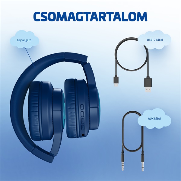 LAMAX GlowKid1 Bluetooth kék gyerek fejhallgató