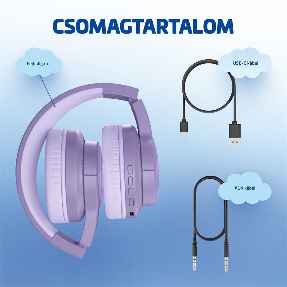 LAMAX GlowKid1 Bluetooth rózsaszín gyerek fejhallgató