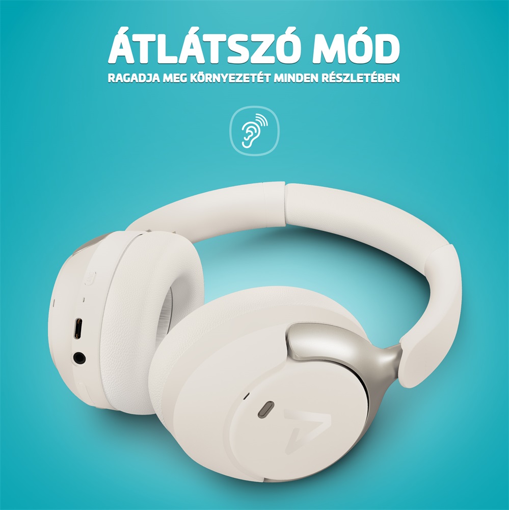 LAMAX HighComfort2 ANC aktív zajszűrős Bluetooth fehér fejhallgató