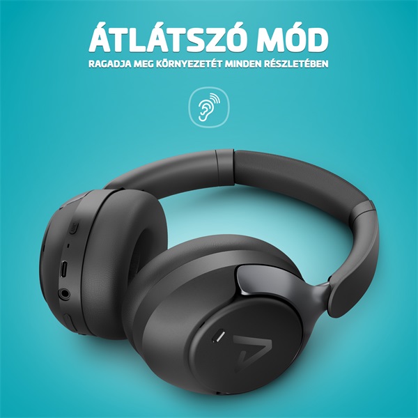 LAMAX HighComfort2 ANC aktív zajszűrős Bluetooth fekete fejhallgató