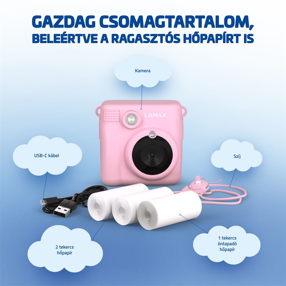 LAMAX InstaKid1 Pink Instant hőpapíros fényképezőgép