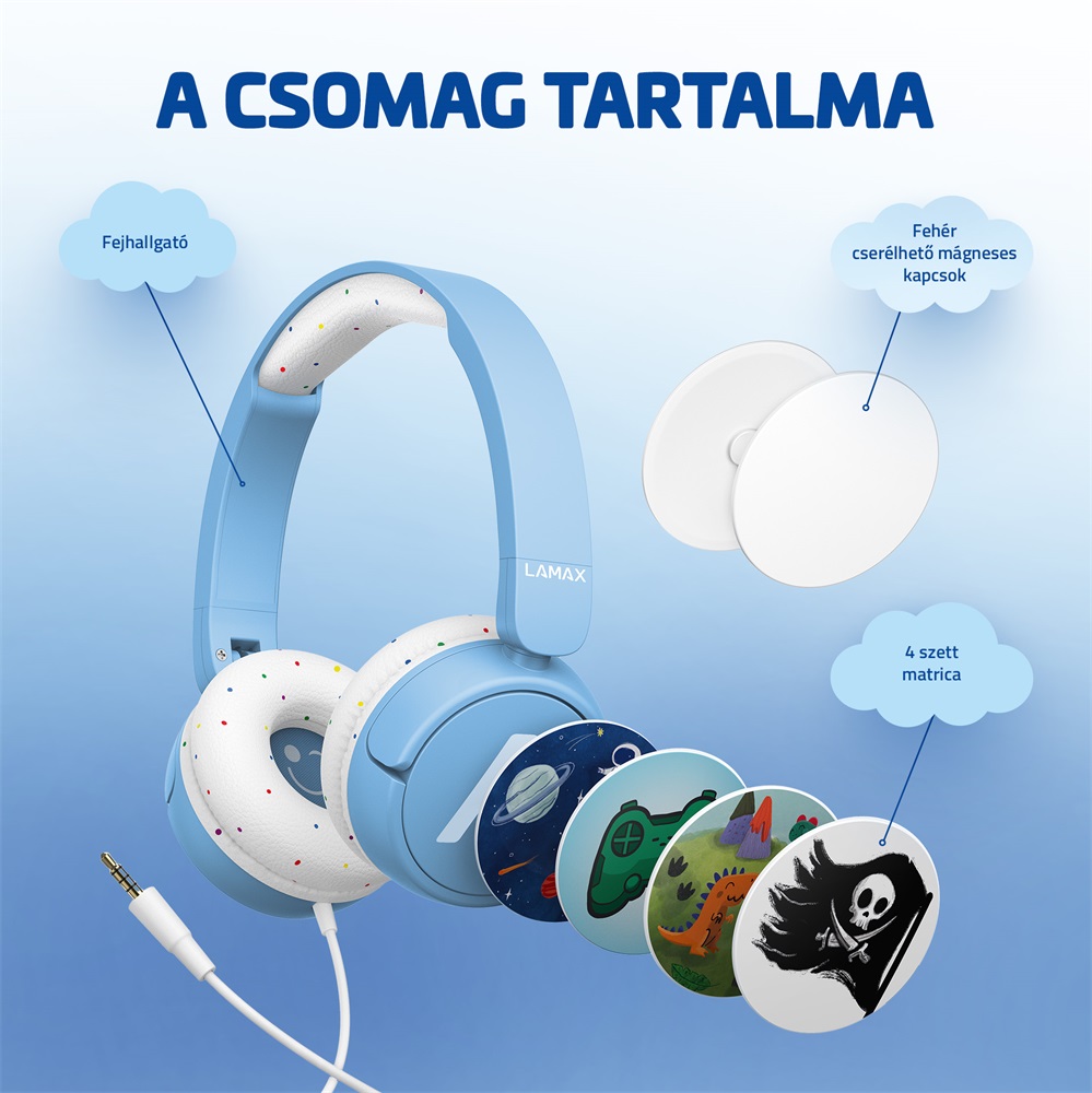 LAMAX SoundKid1 vezetékes kék gyerek fejhallgató