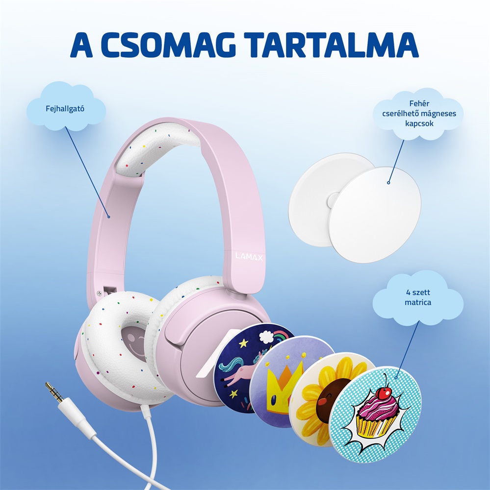 LAMAX SoundKid1 vezetékes rózsaszín gyerek fejhallgató