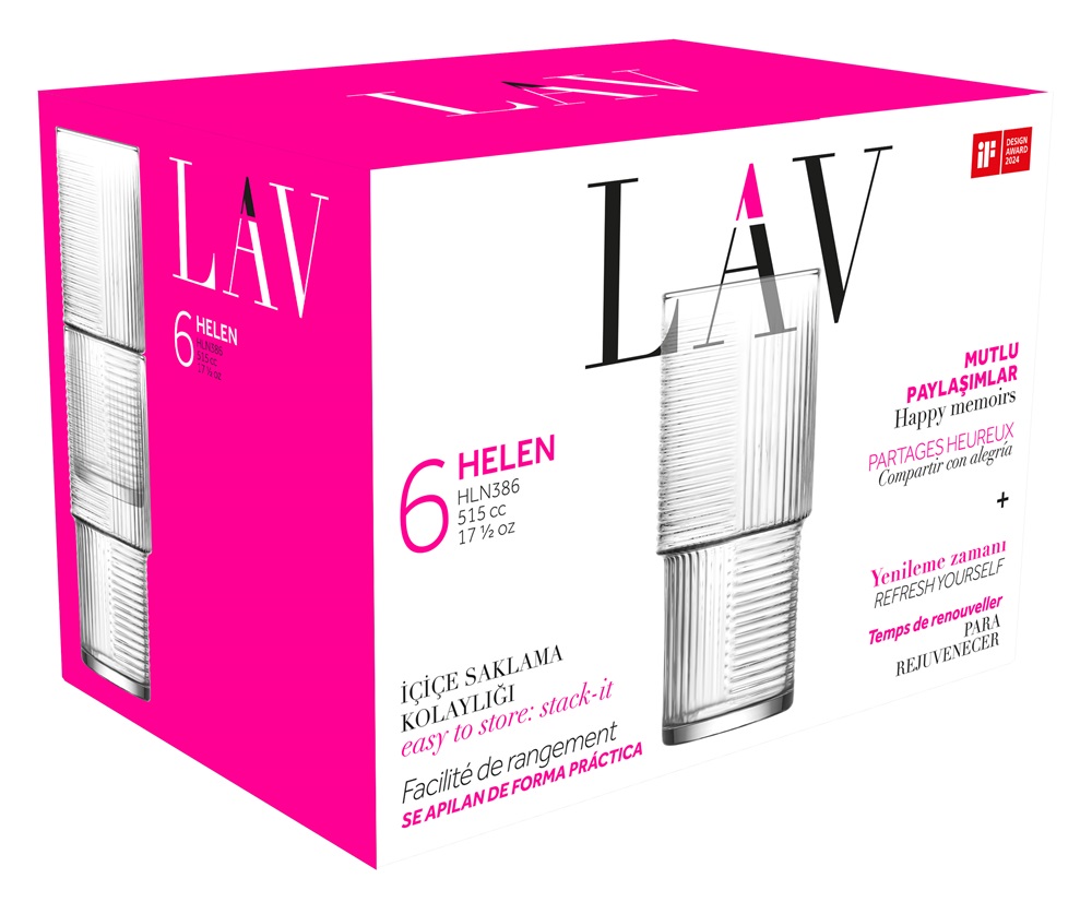 LAV Helen Long Drink 515ml koktélos pohár szett 6 darabos LV-HLN386F