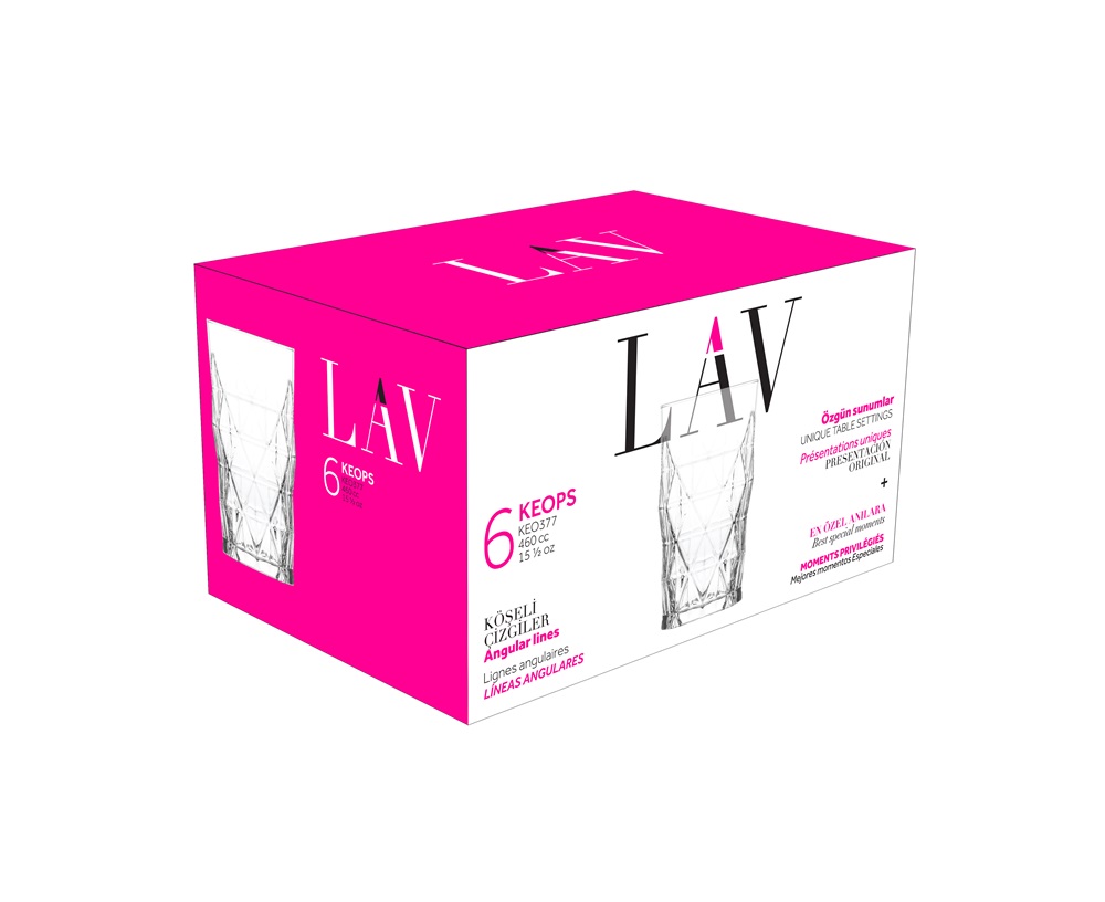 LAV Keops Long Drink 460ml koktélos pohár szett 6 darabos LV-KEO377F