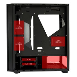 LC-Power Számítógépház - 800B - Interlayer X (fekete, fekete belső, ablakos, mATX/ATX, 1xUSB3.0, 1xUSB-C, 2xUSB2.0)