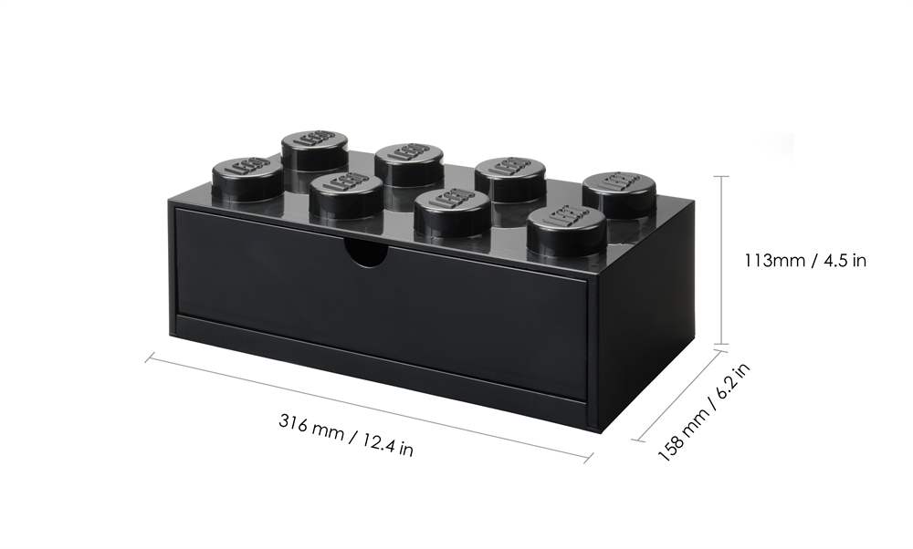 LEGO Fiókos tárolódoboz 2x4,kicsi, fekete