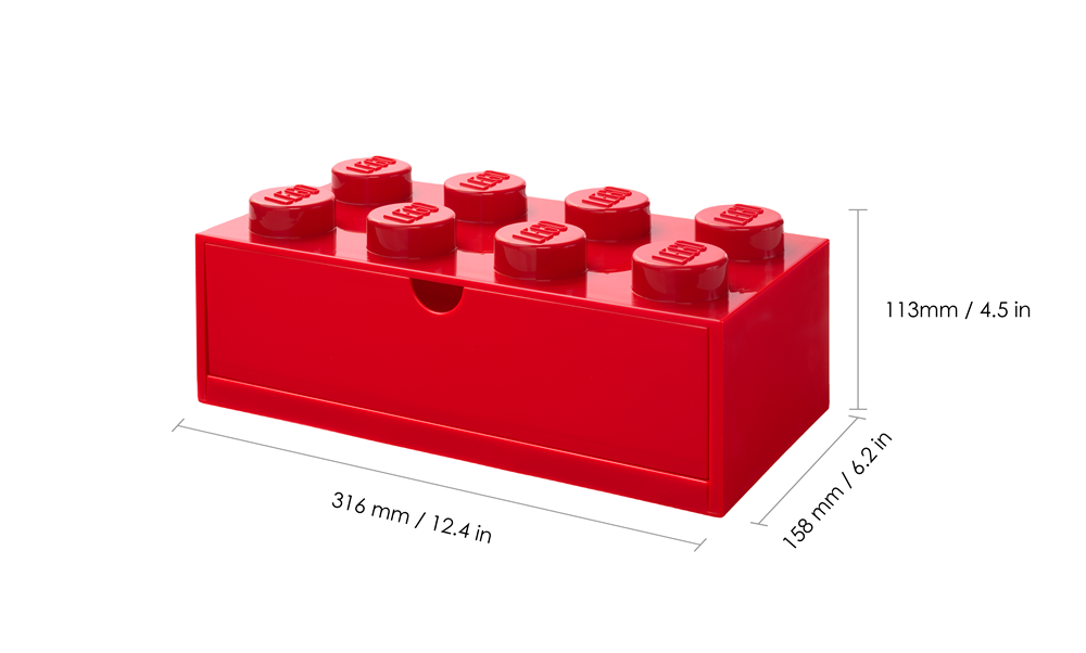 LEGO Fiókos tárolódoboz 2x4,kicsi,piros