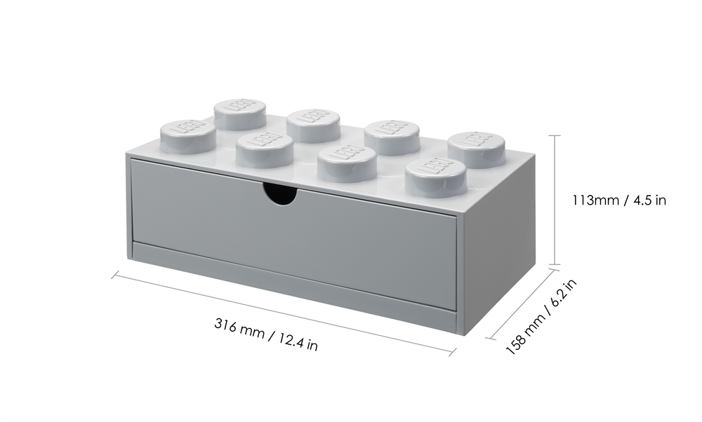 LEGO Fiókos tárolódoboz 2x4,kicsi, szürke
