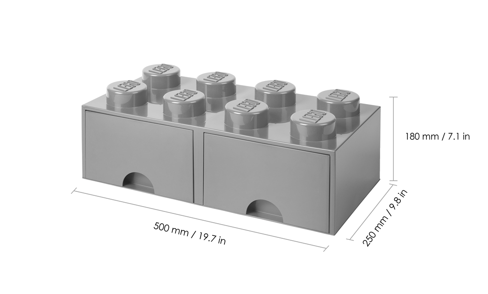 LEGO Fiókos tárolódoboz 2x4, szürke
