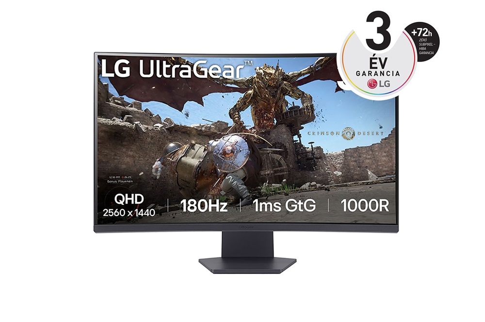 LG 32" 32GS60QC-B QHD VA 180Hz HDMI/DP ívelt gamer monitor