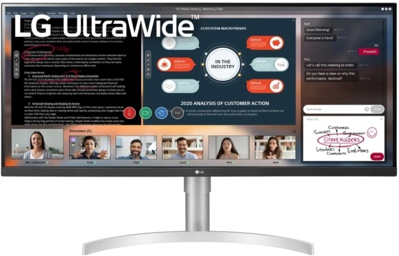 LG 34" 34WN650-W FHD IPS 75Hz HDR10 HDMI/DisplayPort monitor