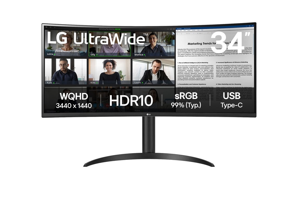 LG 34" 34WR55QK-B.AEU UWQHD VA 100Hz HDMI/DP/USB/USB-C ívelt monitor