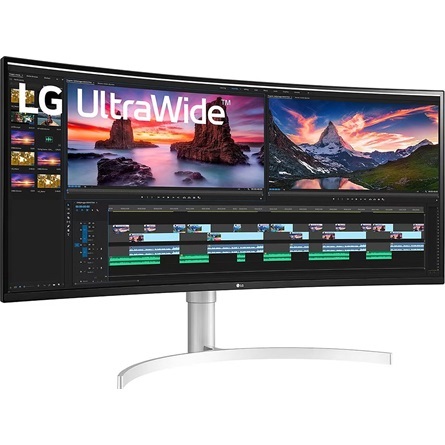 LG 37,5" 38WN95CP-W WQHD+ NanoCell IPS 144Hz HDMI/USB/Thunderbolt fehér-ezüst ívelt gamer monitor