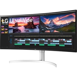 LG 37,5" 38WN95CP-W WQHD+ NanoCell IPS 144Hz HDMI/USB/Thunderbolt fehér-ezüst ívelt gamer monitor