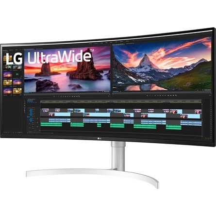 LG 37,5" 38WN95CP-W WQHD+ NanoCell IPS 144Hz HDMI/USB/Thunderbolt fehér-ezüst ívelt gamer monitor