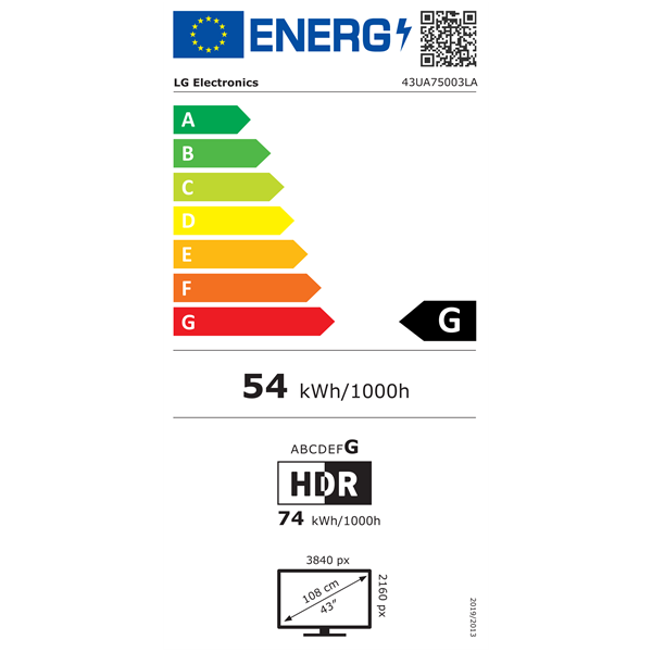LG 43" 43UA75003LA 4K UHD AI Smart TV