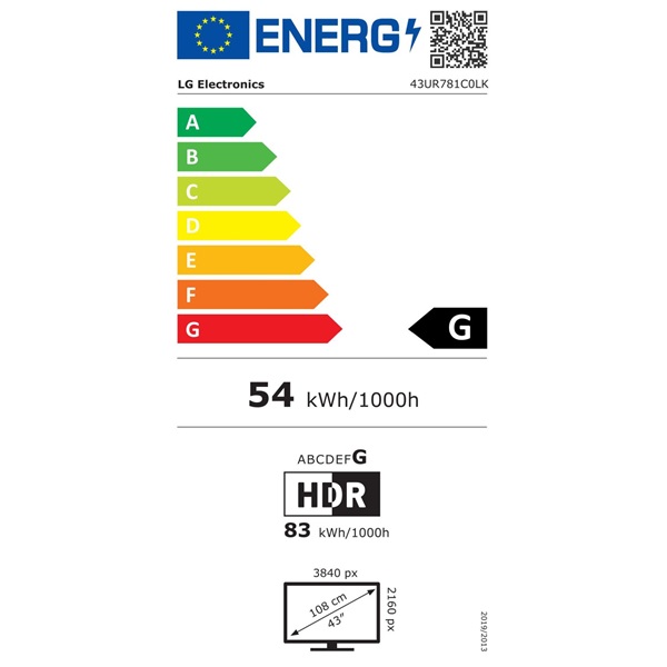 LG 43" 43UR781C0LK 4K UHD Smart LED TV (Újracsomagolt)
