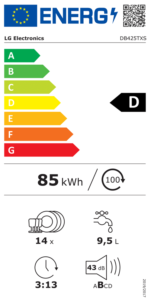 LG DB425TXS programok száma: 10, beépíthető, 14 terítékes mosogatógép 