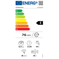 LG F2J3WSBWE fehér, elöltöltős, max.1200ford., 6,5 kg, mosógép (Újszerű)