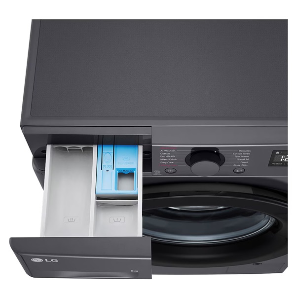 LG F2WR508SBM inox, elöltöltős, keskeny, max.1200ford., 8 kg, mosógép (Újszerű)