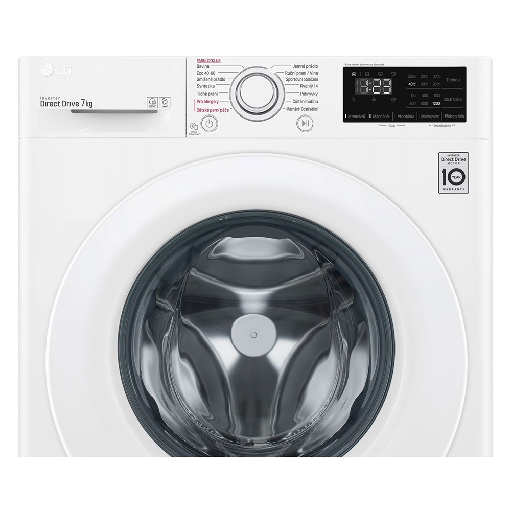 LG F2WV3S7S3E fehér, elöltöltős, keskeny, max.1200ford., 7 kg, mosógép