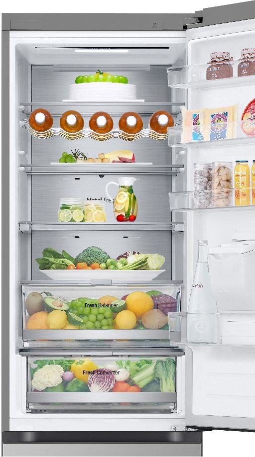LG GBF7272DPY inox, alulfagyasztós, Hűtő:387L, Fagyasztó:110L, No frost hűtőszekrény