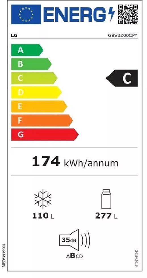 LG GBV3200CPY mattezüst, alulfagyasztós, Hűtő:277L, Fagyasztó:110L, DoorCooling hűtőszekrény (Újszerű)