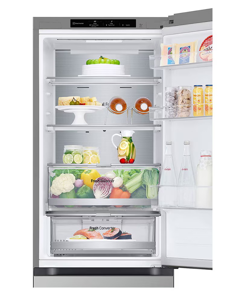 LG GBV7180CPY hamvasezüst, alulfagyasztós, Hűtő:234L, Fagyasztó:110L, DoorCooling + LINEAR Cooling hűtőszekrény