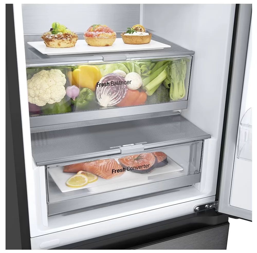 LG GBV7280CEV fekete, alulfagyasztós, Hűtő:277L, Fagyasztó:110L, DoorCooling hűtőszekrény