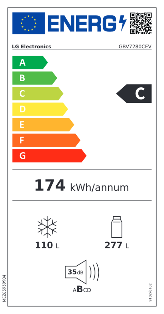 LG GBV7280CEV fekete, alulfagyasztós, Hűtő:277L, Fagyasztó:110L, DoorCooling hűtőszekrény