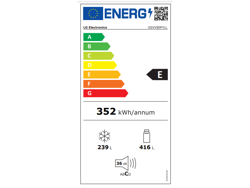 LG GSVV80PYLL side-by- side, Hűtő:416L, Fagyasztó:219L, No Frosthűtőszekrény