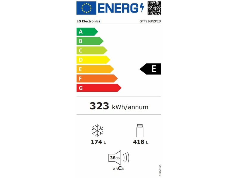 LG GTF916PZPED ezüst, felülfagyasztós, Hűtő:418L, Fagyasztó:174L, Total No frost hűtőszekrény