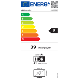 LG 45" 45GR95QE-B UWQHD 240Hz HDMI/DP/USB OLED gamer monitor