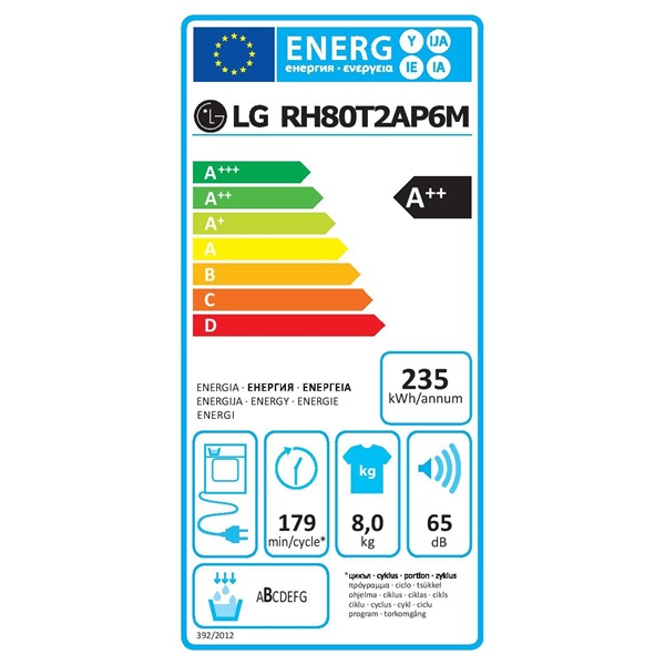 LG RH80T2AP6M fehér, 8 kg, hőszivattyús, szárítógép (Újszerű)