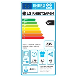LG RH80T2AP6M fehér, 8 kg, hőszivattyús, szárítógép (Újszerű)